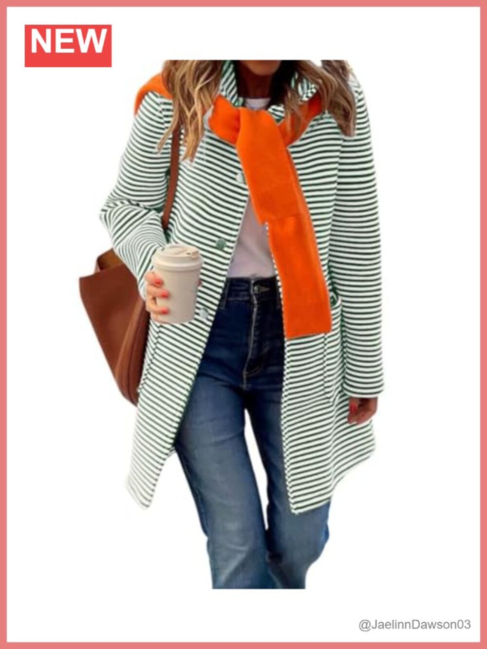 Striped Hooded Cardigan Sweater Button Down Long Coatigan with Pockets